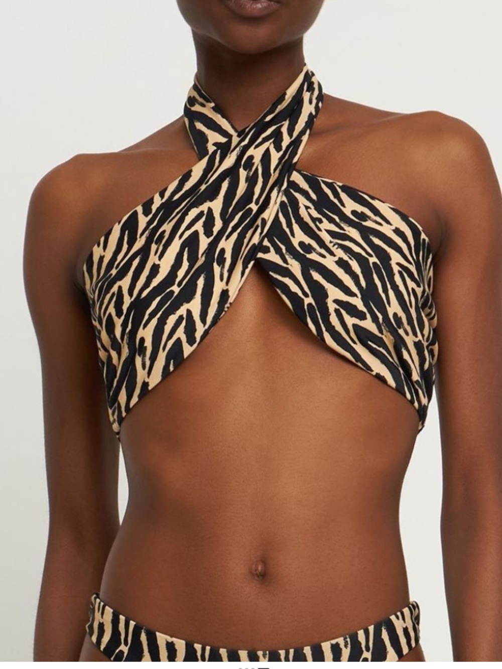 Nanushka Saura Brushstroke Animal Print Bikini